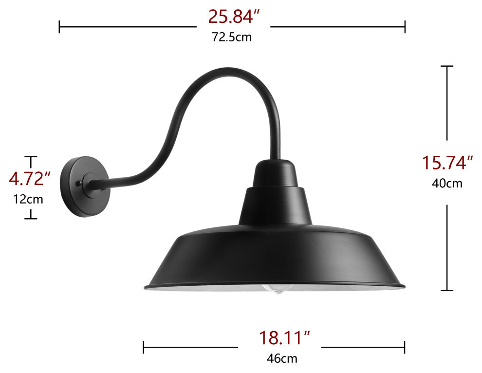 Farmhouse Black Exterior 1-Light Wall Mount Barn Light Fxiture