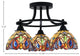 Paramount 3-Light Semi-Flush Light, Matte Black, 7" Lynx Art Glass