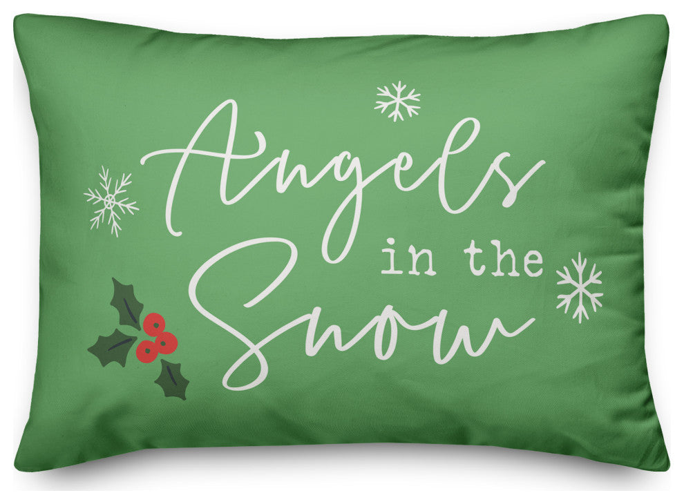Light Green Angels, The Snow 20x14 Spun Poly Pillow