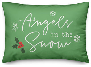 Light Green Angels, The Snow 20x14 Spun Poly Pillow
