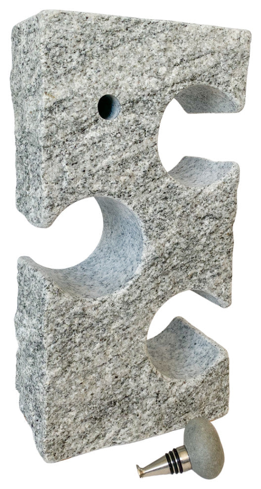 3 Bottle Granite Wine Rack with Wine Stopper
