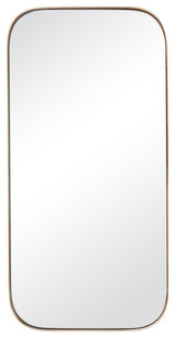 Minimalist Mirror Curved Edge Rectangle Mirror Gold Frame