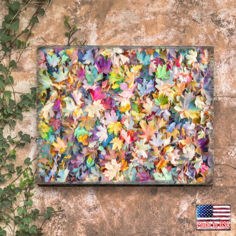 Colorful Leaves Art Wooden Wall Art, Large 24x18
