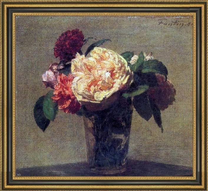 Henri FantinLatour Flowers in a Vase Framed Premium Canvas Print, 20"x25"