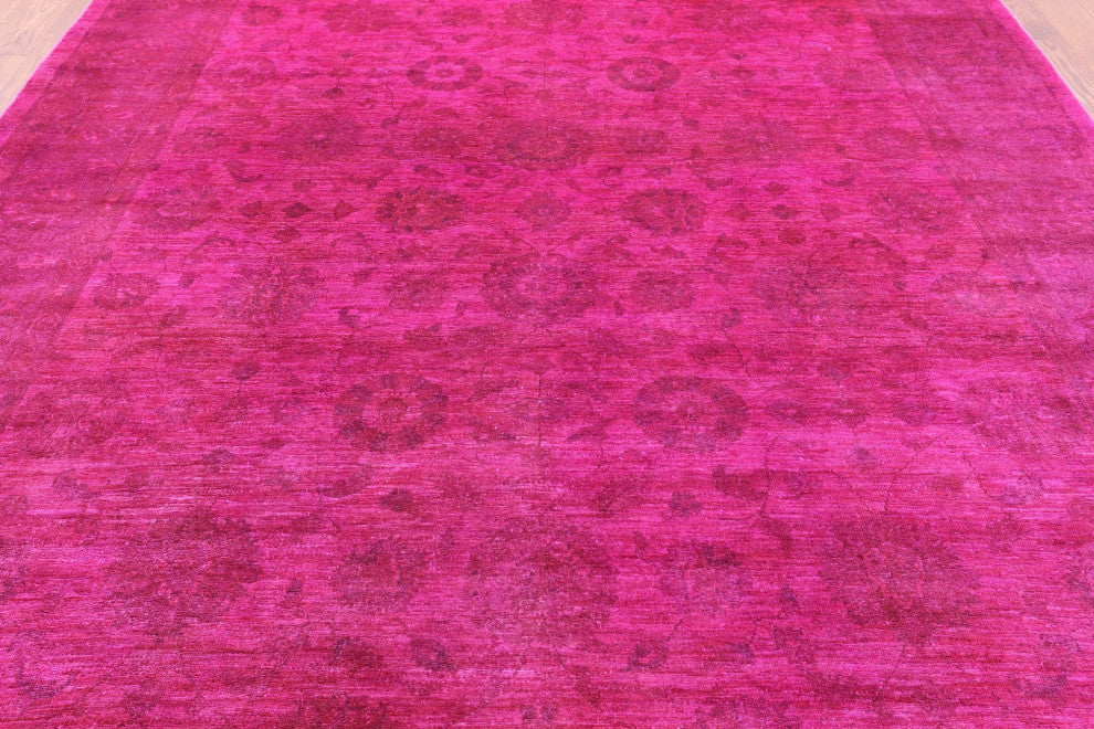 9' 1" X 11' 7" Overdyed Full Pile Handmade Wool Rug - Q12857