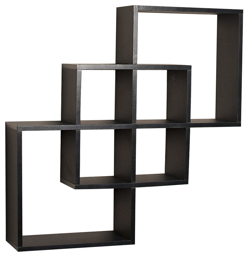 Intersecting Squares Decorative Wall Shelf, Black