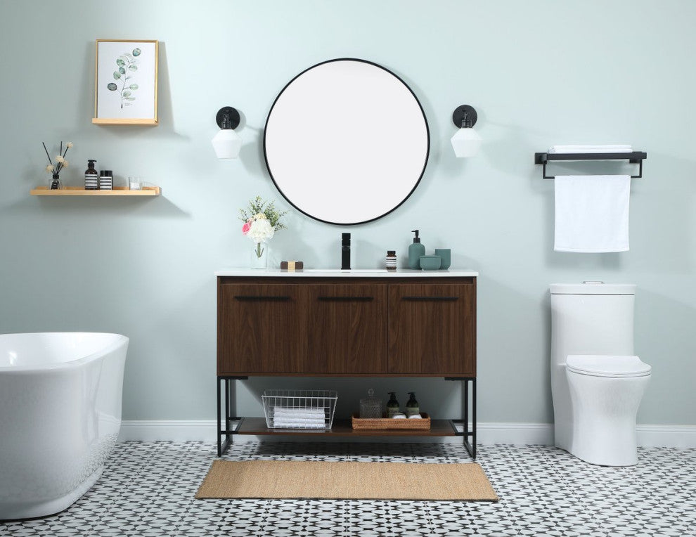 Sue 48" Single Bathroom Vanity, Walnut
