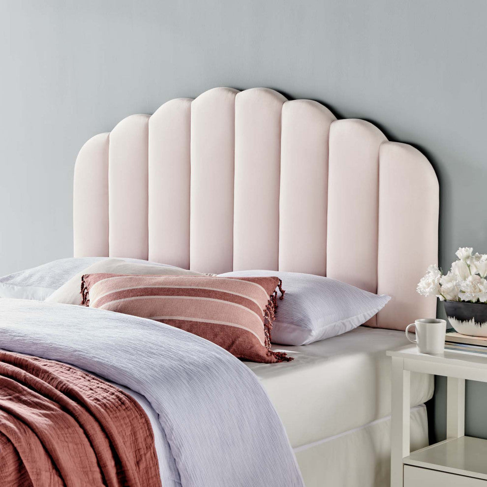 Headboard, King Size, Velvet, Pink, Modern Contemporary, Bedroom Master Suite