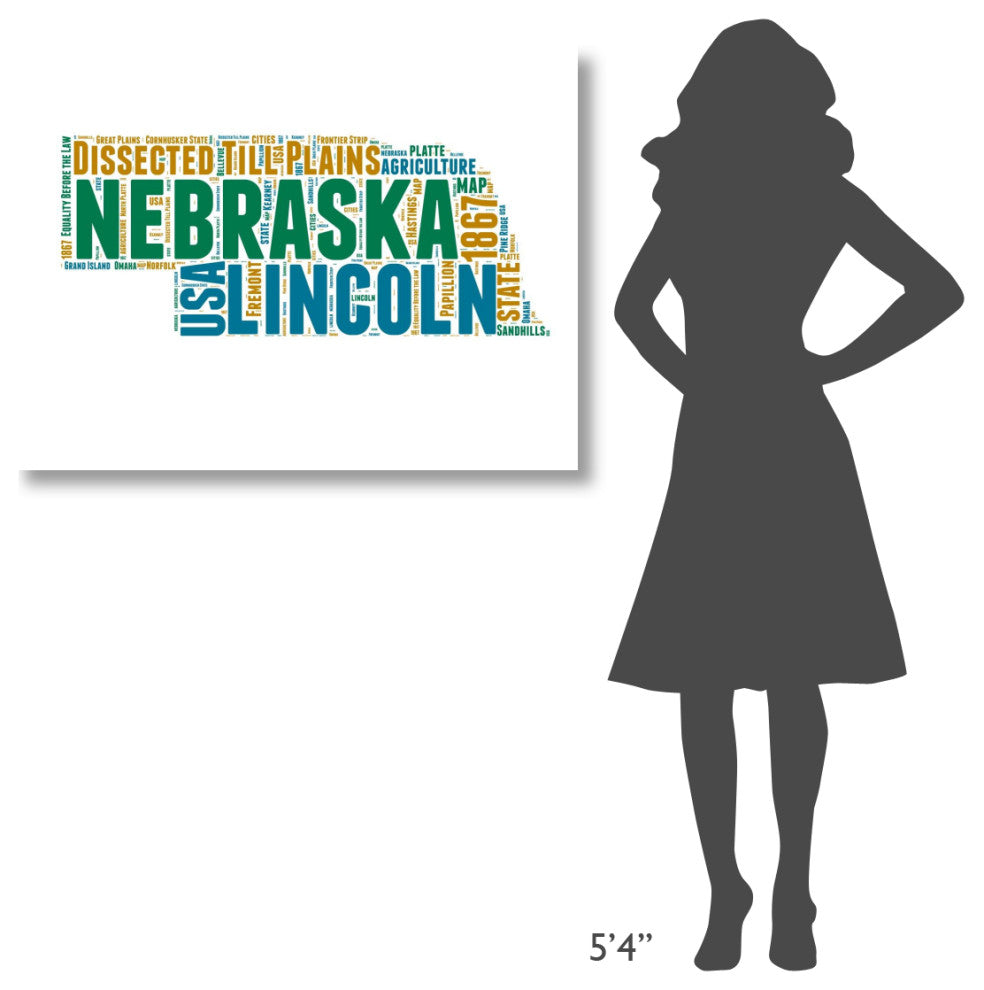 "Nebraska Word Cloud Map" Fine Art Print