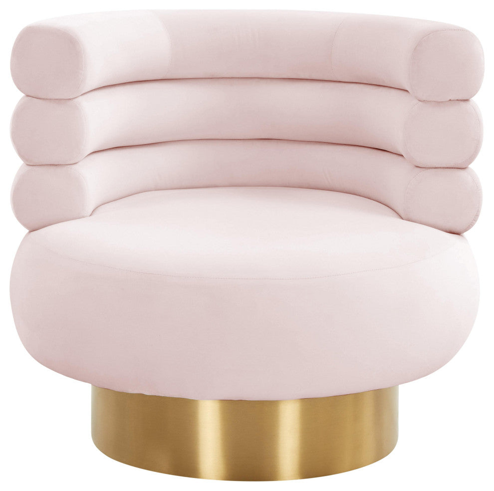 Naomi Blush Velvet Swivel Chair, Blush