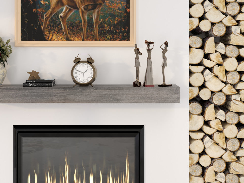 Modern Farmhouse Fireplace Mantels, Ash Gray, 48" L X 5.5" H X 6.25" D