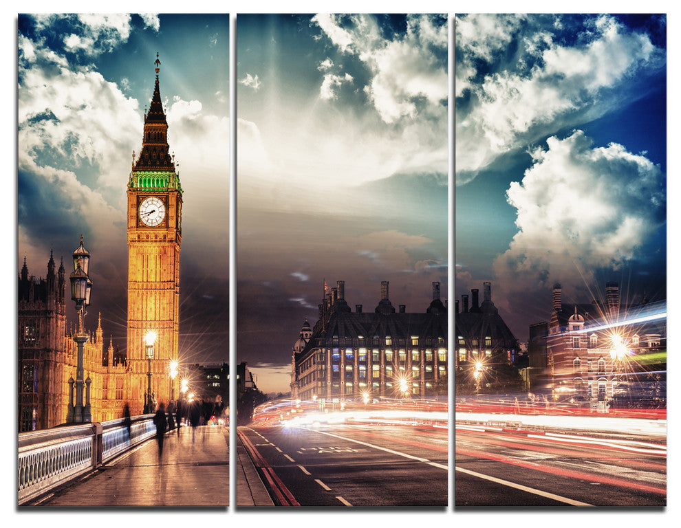 "Big Ben from Westminster Bridge" Photo Wall Art, 3 Panels, 36"x28"