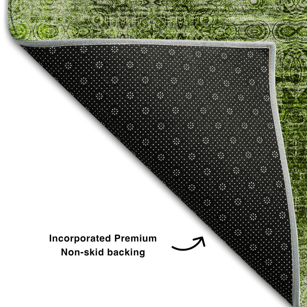 Premium Machine Washable Mayfield AMF557 Olive 3' x 5' Rug
