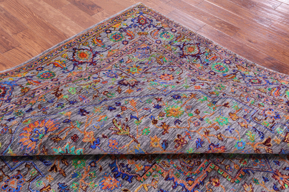 7' 11" X 10' 2" Wool & Silk Handmade Persian Heriz Serapi Rug - Q15575