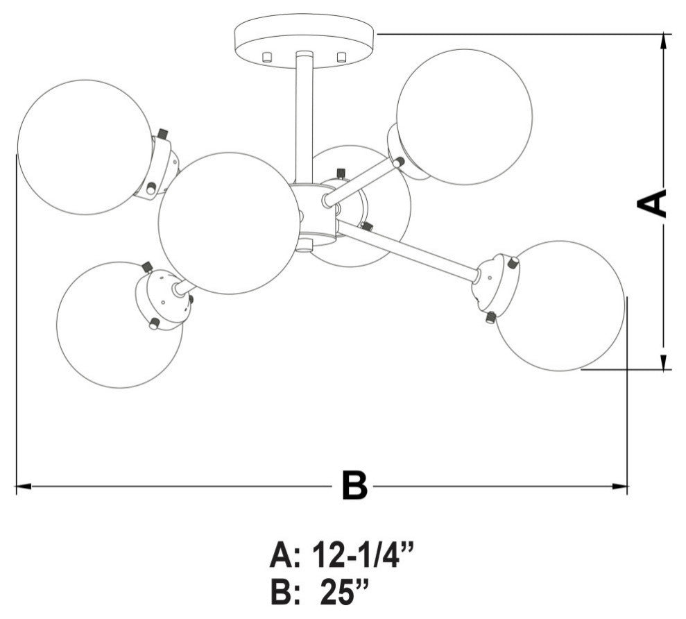 Orbit 25" Semi-Flush Mount, Oil Rubbed Bronze With Muted Brass