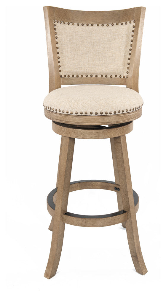 29" Melrose Barstool, Driftwood Gray Wire-Brush And Ivory