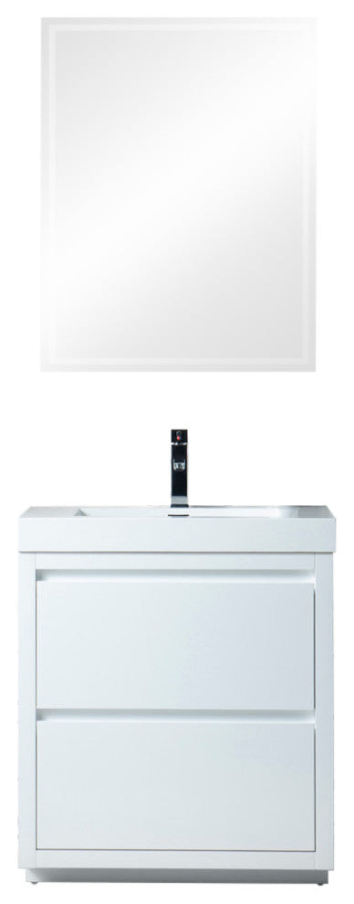 Vanity Art Single-Sink Bathroom Vanity With Resin Top, 30"