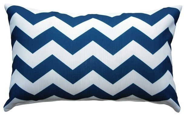 Pillow Decor - Chevron Bold Blue Throw Pillow 12X20