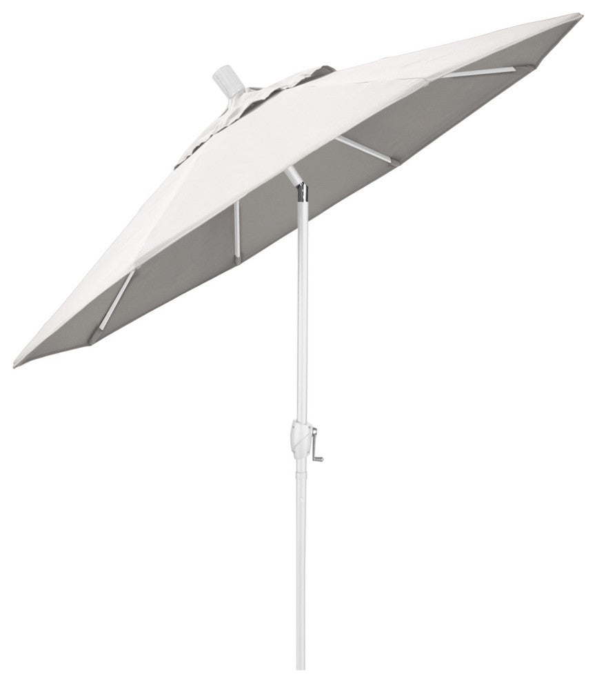 6ft. Matted White Aluminum Market Umbrella Push Button Tilt Natural Sunbrella