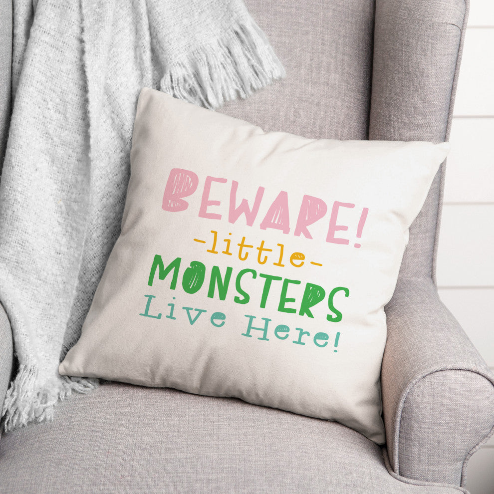 Beware Monsters 20x20 Throw Pillow