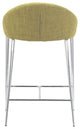 Counter Stool Chair, Set of 2, Steel Metal, Fabric, Pea Green, Chrome
