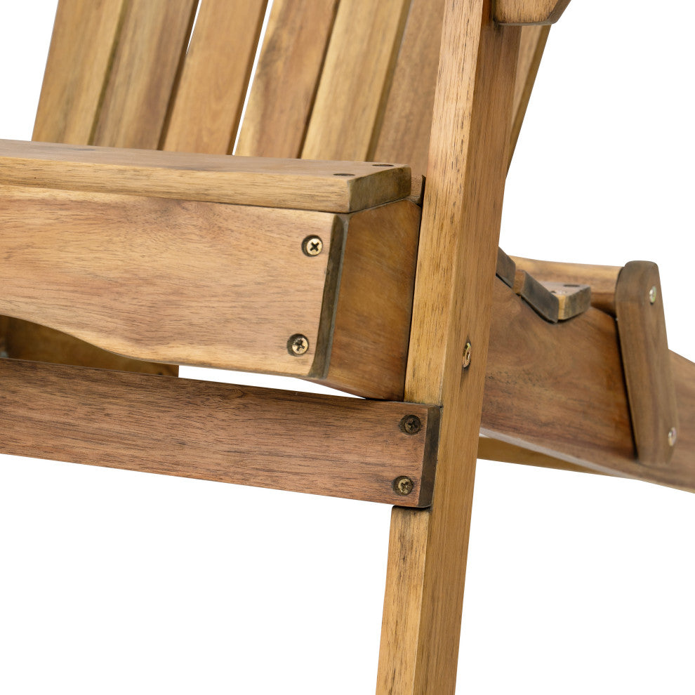 GDF Studio Outdoor Acacia Wood Folding Adirondack Chairs W/ Cushions, Set of 2, Khaki
