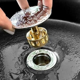 STYLISH Polished Chrome Pop-Up Bathroom Sink Drain without Overflow