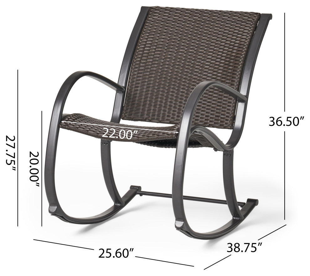 GDF Studio Leann Outdoor Dark Brown Wicker Rocking Chairs