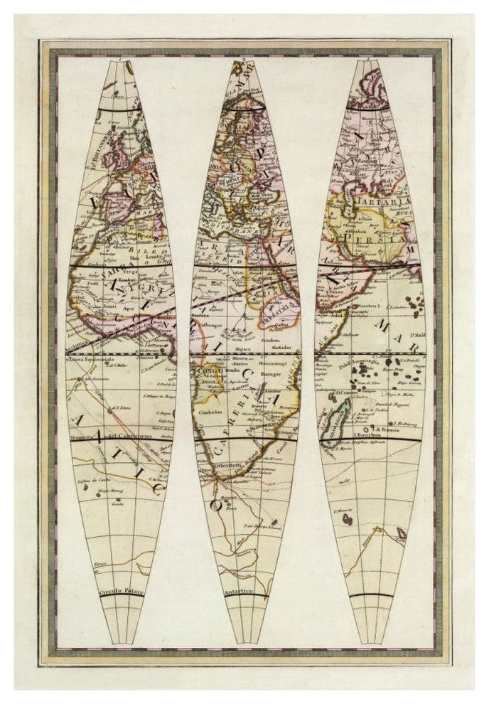 "Globo Terrestre IV, 1792" Print by Giovanni Maria Cassini, 32"x46"
