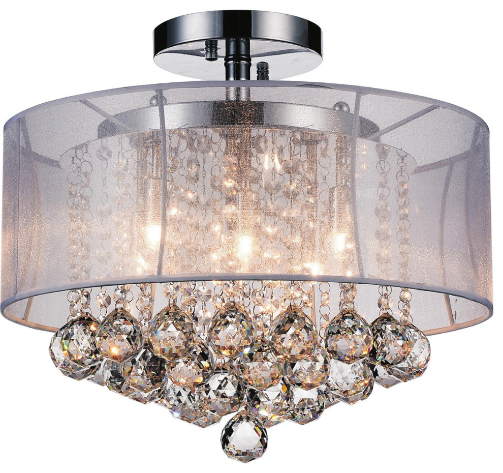 Radiant 6 Light Drum Shade Flush Mount With Chrome Finish