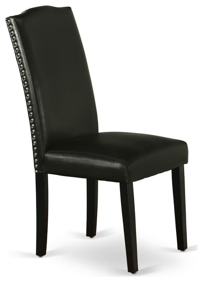 3Pc Round 42" Dinette Table, Pair Of Parson Chair, Pu Leather Color Black