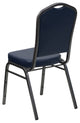 Crown Back Stacking Banquet Chair in Navy Vinyl - Silver Vein Frame
