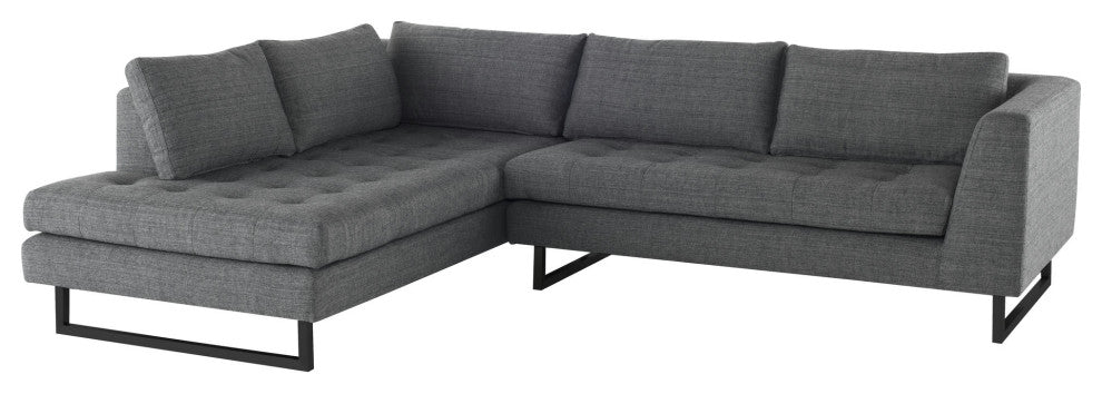 Janis Dark Grey Tweed Fabric Sectional Sofa, HGSC524