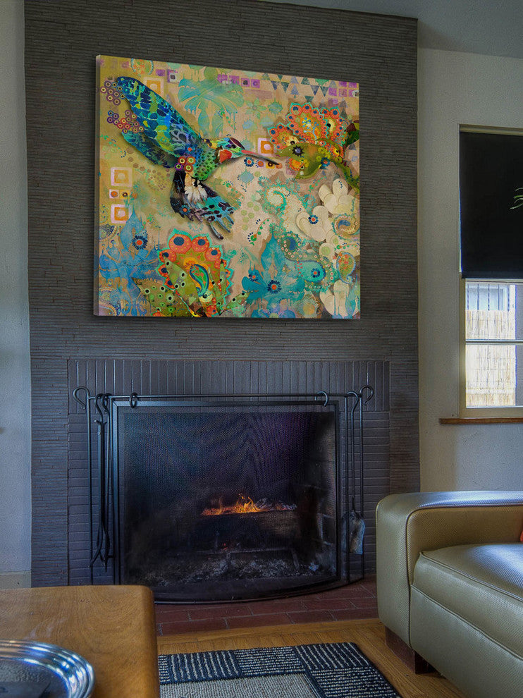 "Hummingbirds" Painting Print on Wrapped Canvas