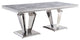 Satinka Dining Table, Light Gray Printed Faux Marble and Mirrored Silver Finish