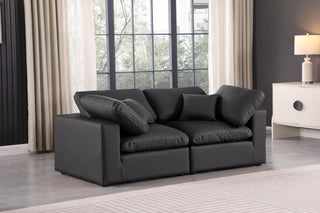 Comfy Upholstered Modular Sofa, Black, 2-Piece: 2 Corner Chair, Vegan Leather