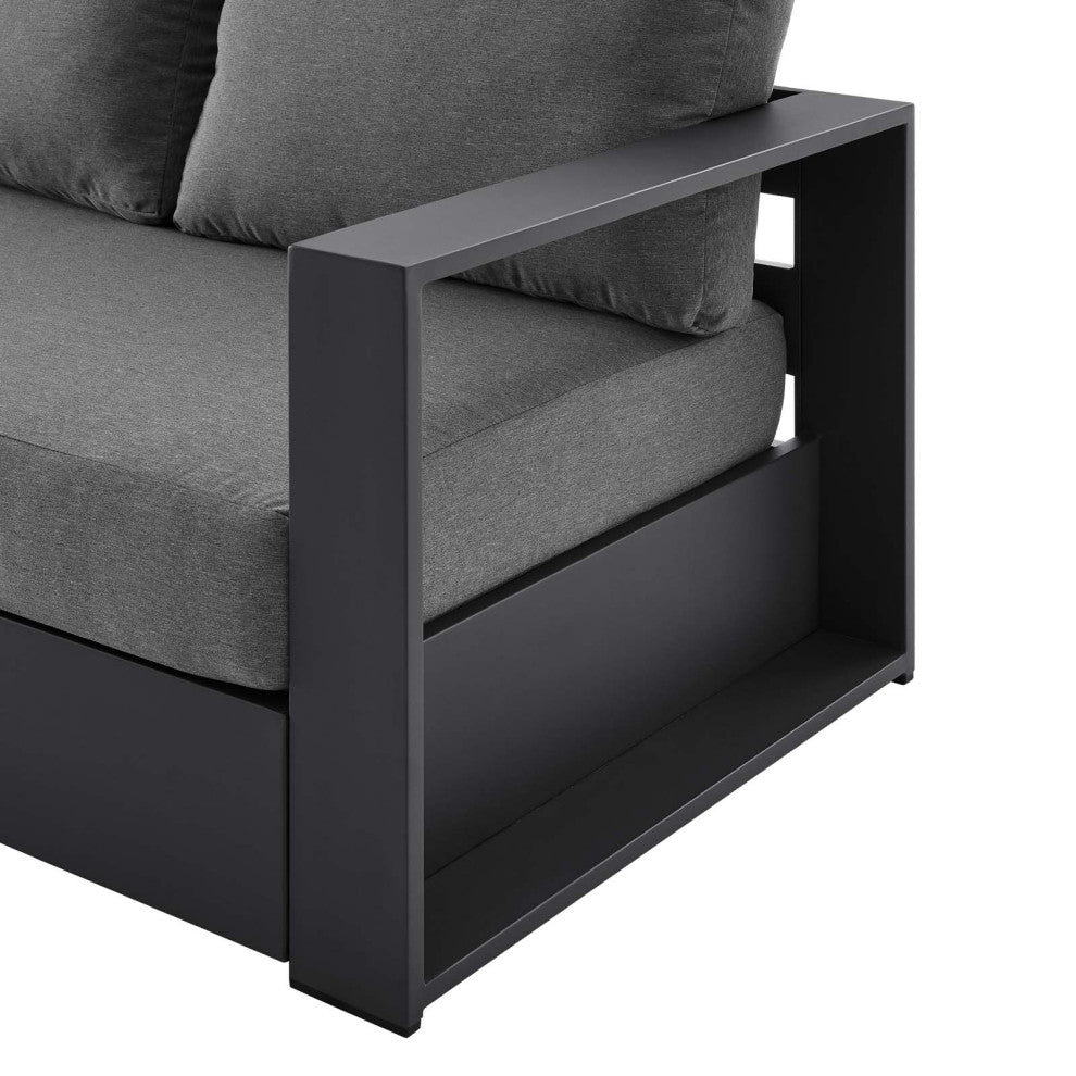 Lounge Sofa, Gray, Aluminum, Modern, Outdoor Patio Bistro Hospitality