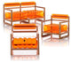 Mojow Yoko 3 Piece Living Room & Garden Set | Wooden Frame - Crystal Orange