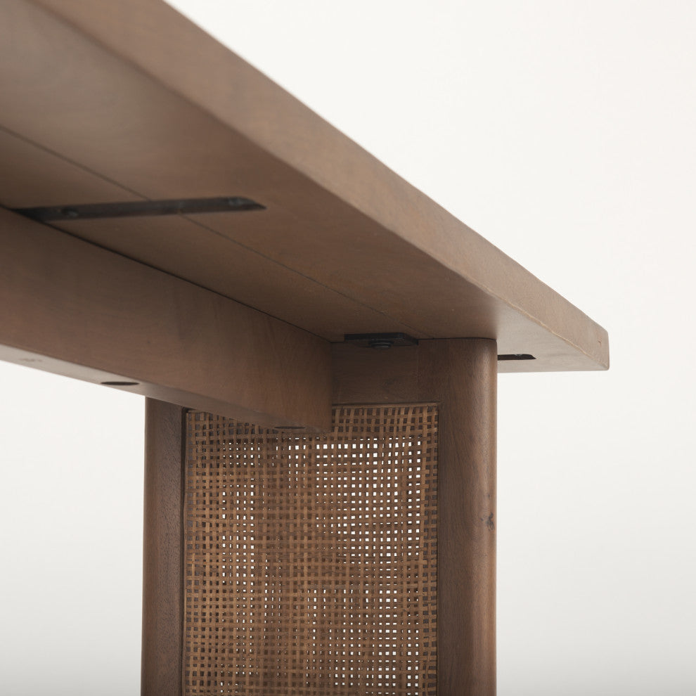Grier Medium Brown Solid Wood & Cane Console Table
