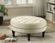 Traditional Round Linen-Like Fabric Cocktail Ottoman