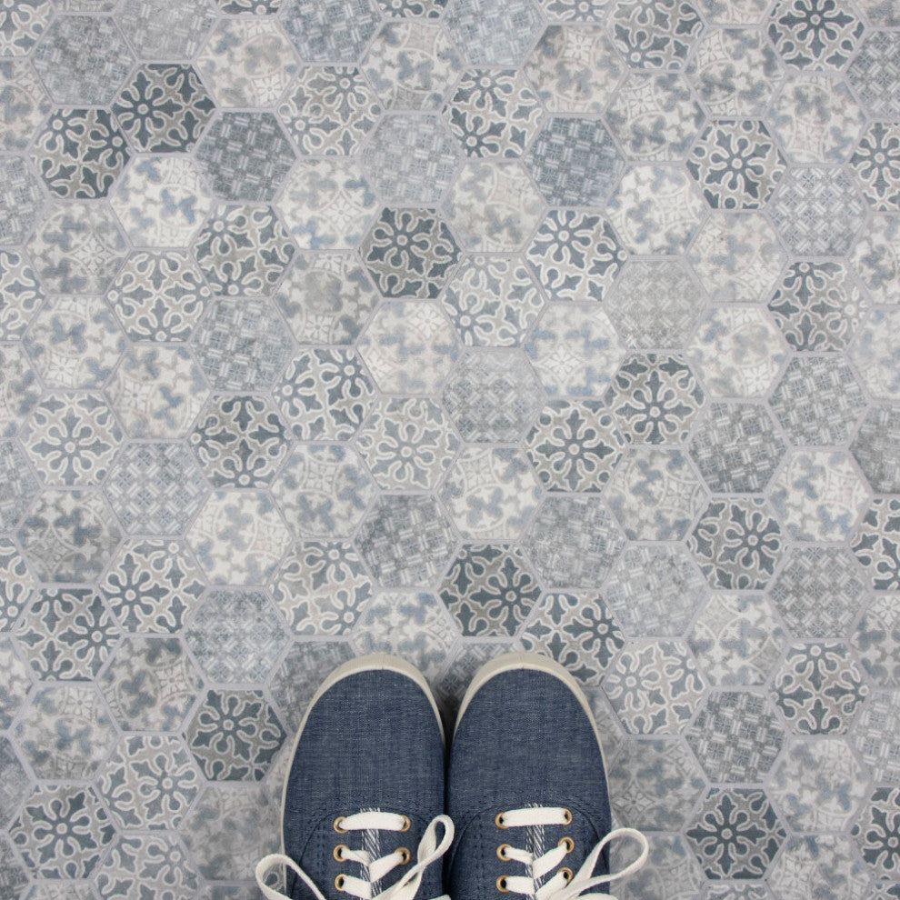 Medley 2" Hex Slate Blue Porcelain Floor and Wall Tile