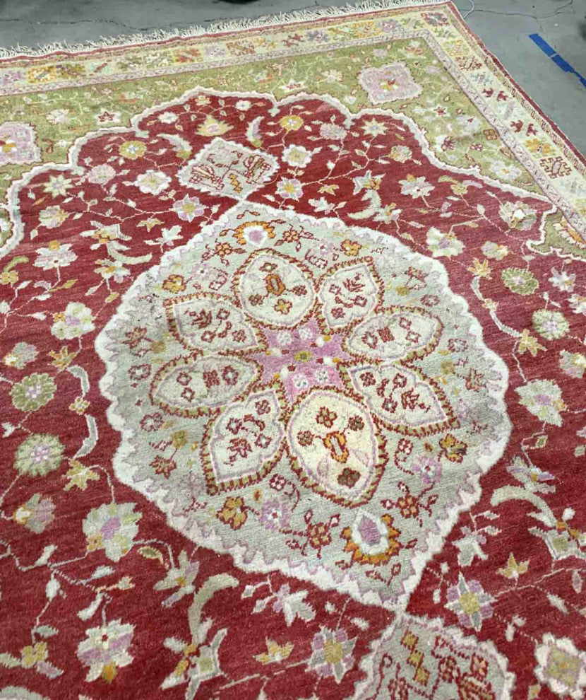 Handmade Antique Turkish Oushak Rug, 8.1'x10.2', 247cmx311cm 1910s