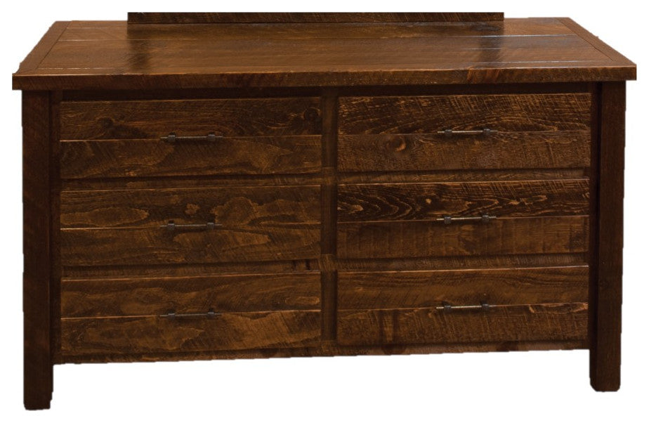Rustic Barn Wood Style Timber Peg 6-Drawer, Early American, Dresser
