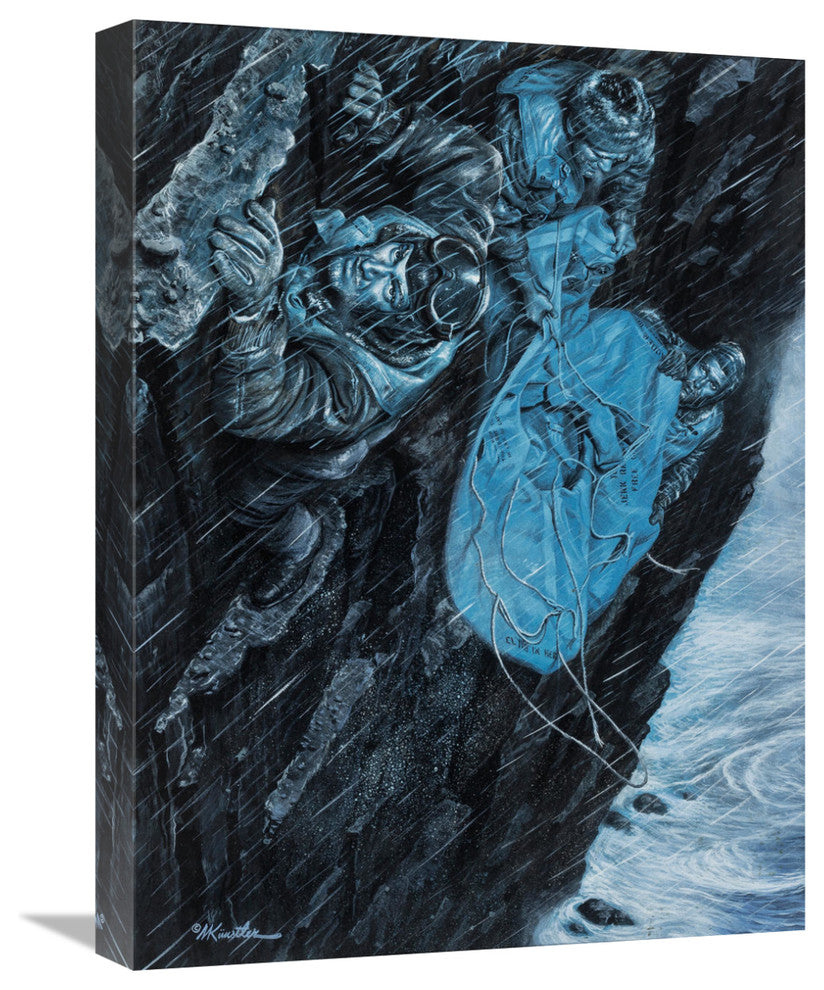 "Arctic Ordeal on the Heartless Rock" Canvas Giclee by Mort Kunstler, 17"x22"