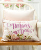 18" Faux Burlap Happy Mother's Day Floral Pillow