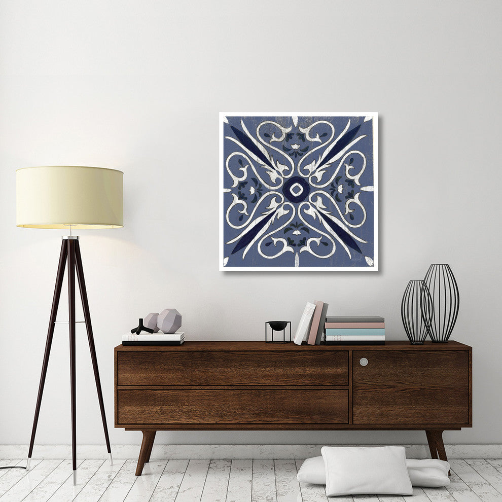 "Oxford I Indigo and Cream" Digital Paper Print by Silvia Vassileva, 38"x38"