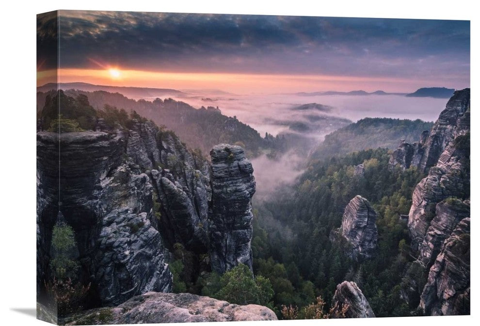 "Sunrise On The Rocks" Stretched Canvas Giclee by Andreas Wonisch, 16"x12"