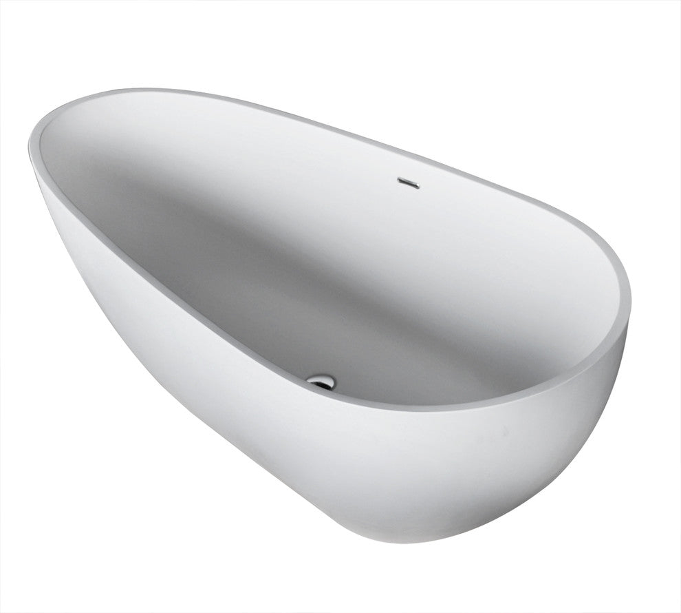 Livorno 34 x 67 Artificial Stone Freestanding Soaker Bathtub with Center Drain