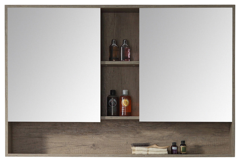 Fine Fixtures Surface Mount Bathroom Medicine Cabinet, Grey.