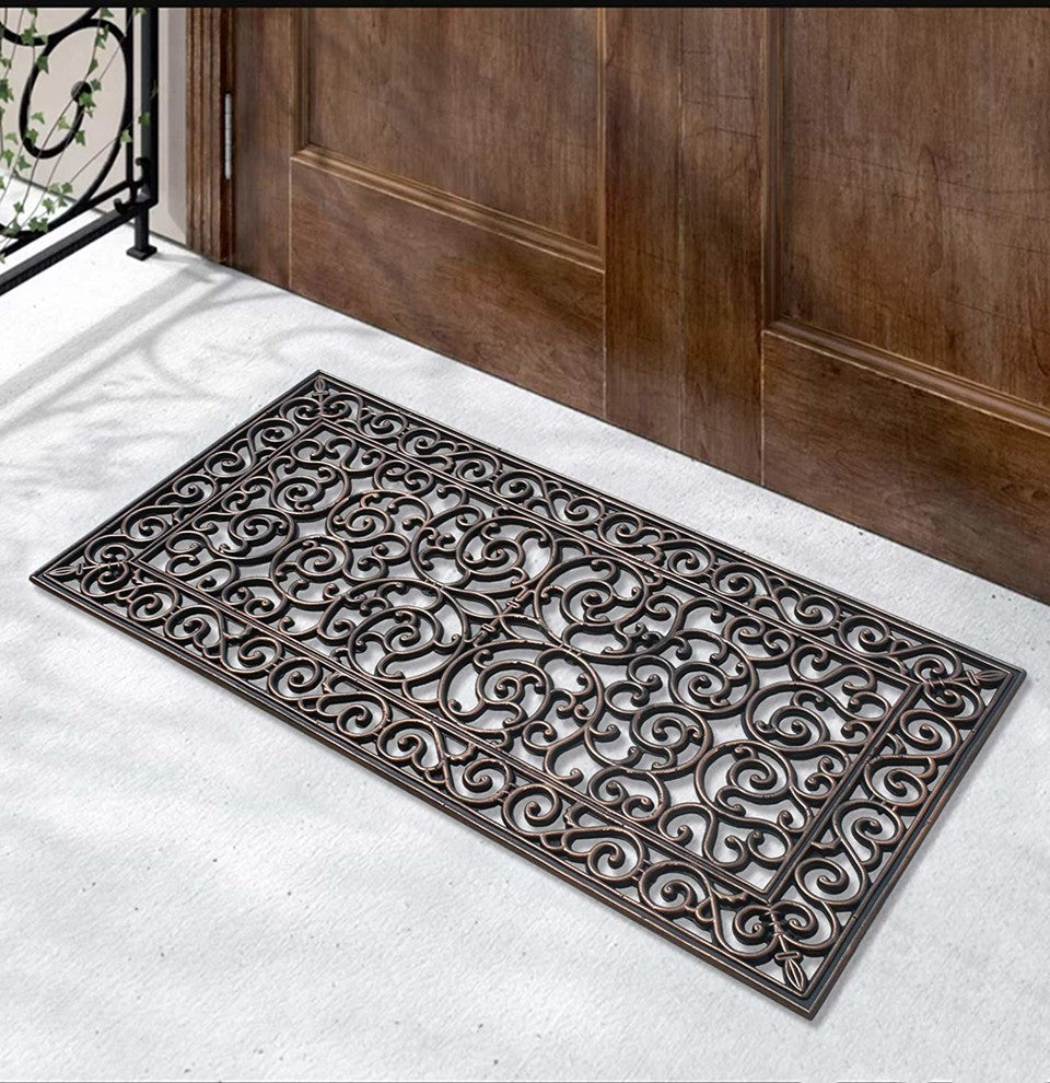 A1HC First IMPRESSION Audie 23.62"x47.25" Easy Clean Rubber Entry Way Doormat